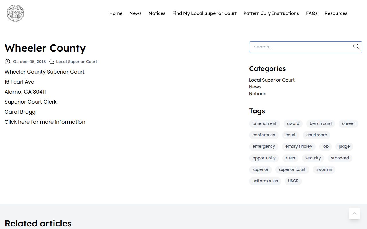 Wheeler County criminal court cases Superior Court entry